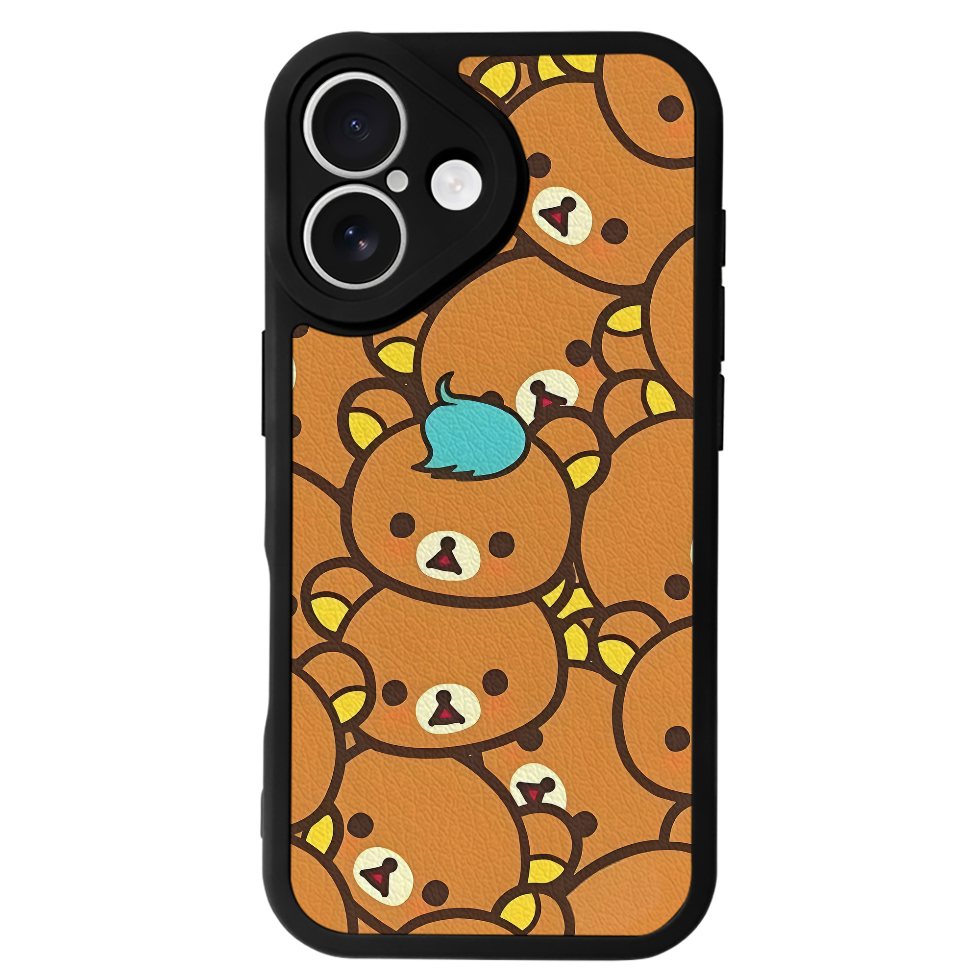 （画像用） リラックマ リラックマ キイロイトリ Rilakkuma Korilakkuma Kiiroitori 【iPhone 16シリーズ対応】シリコンスマホケース（レザー調） 材質：シリコン